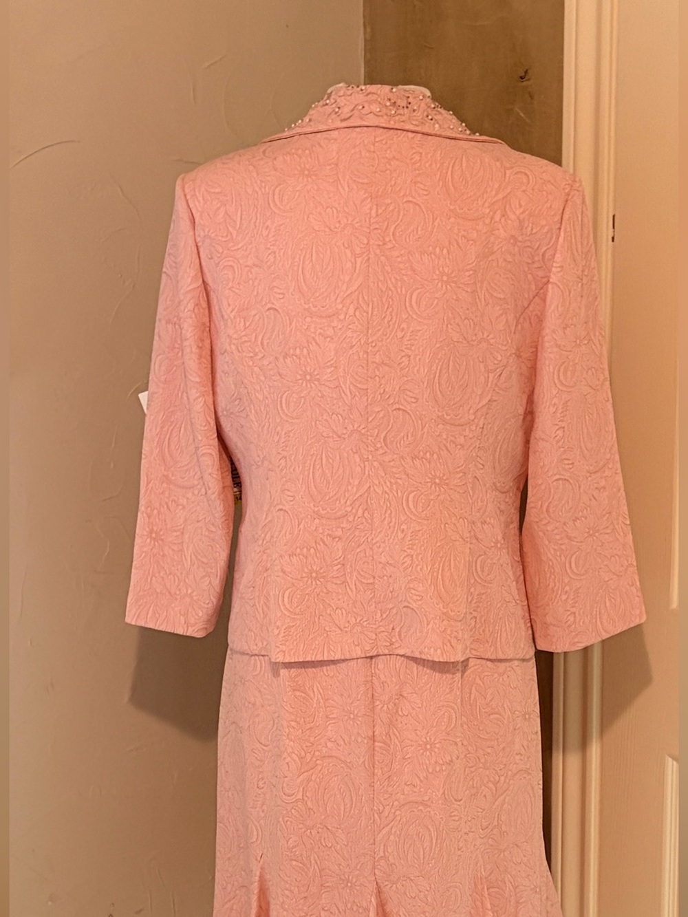 Danny & Nicole Blush Pink Textured Floral 2 Pc Dress with Jacket
